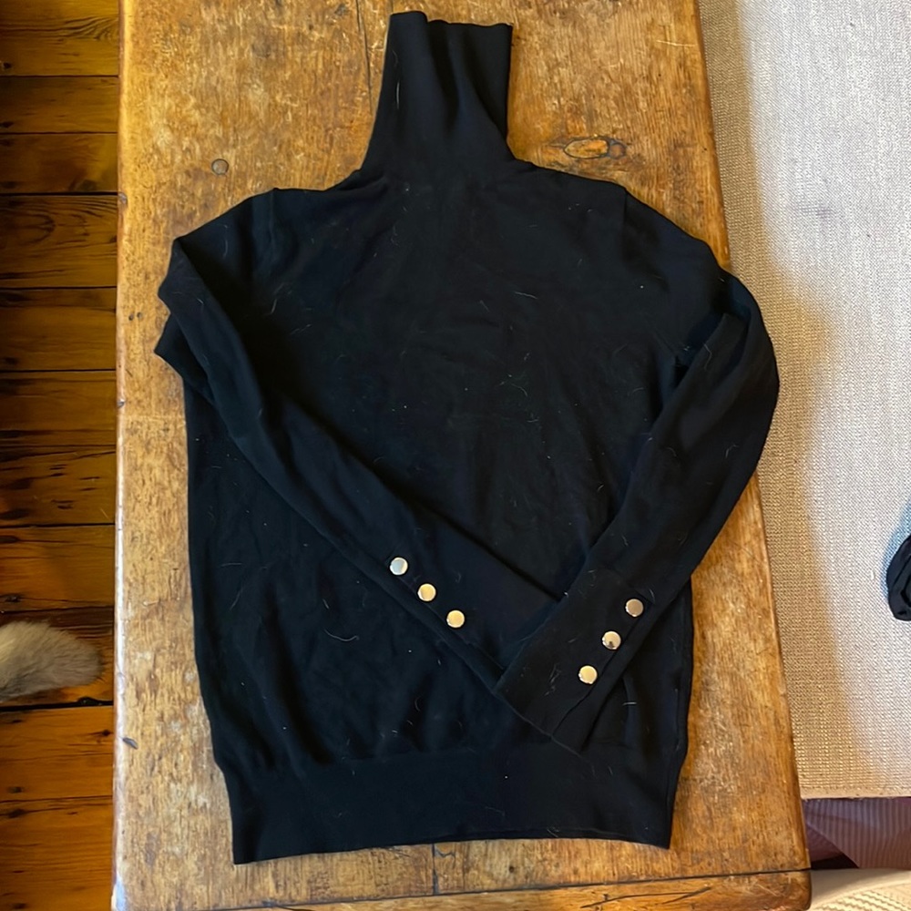 Black Zara Turtleneck with Gold Buttons